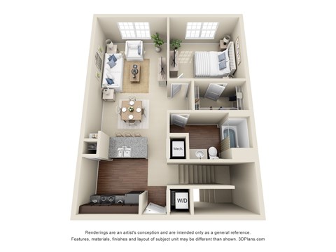 Floor plan for 1 bed, 1 bath, 1756 sqft